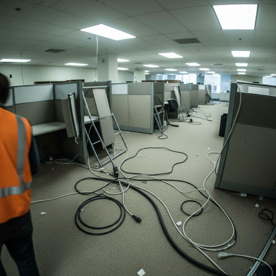 End-of-lease cleanout leaving a broom-clean warehouse floor