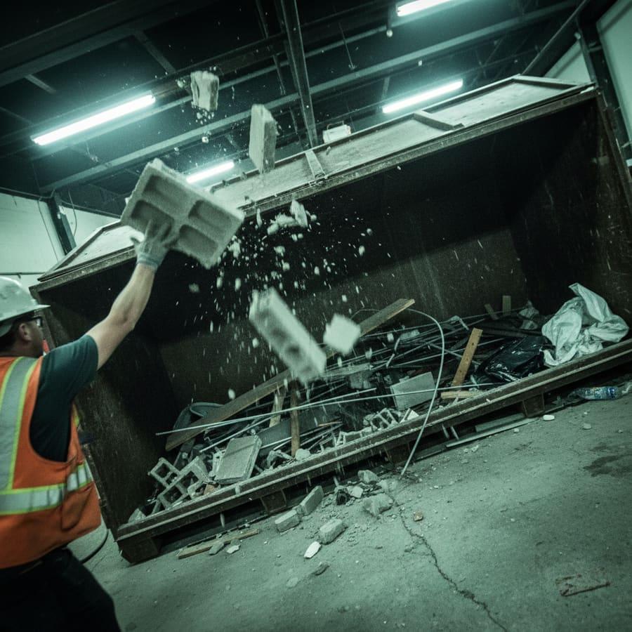 Axial team removing construction debris from a renovation site